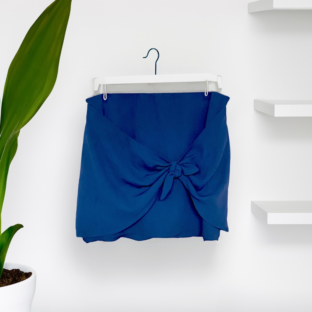 Living Doll Navy Blue Mini Skirt With Draped Tie